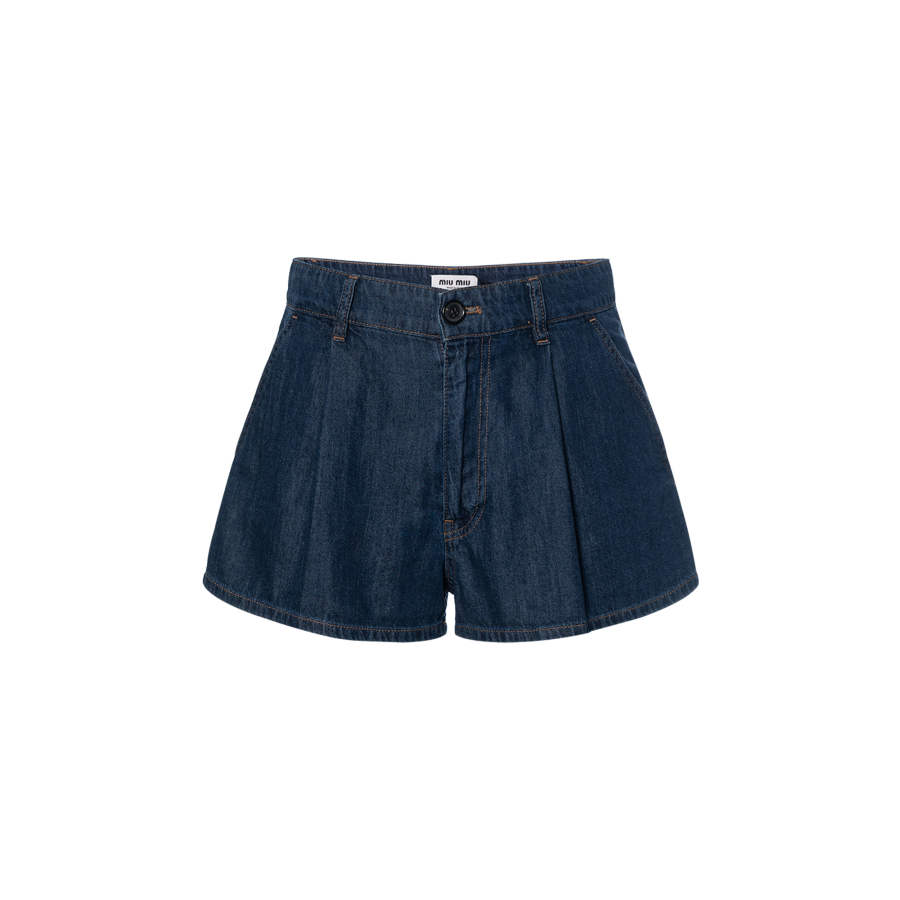 MIU MIU 【Previous Season】Denim pleated shorts