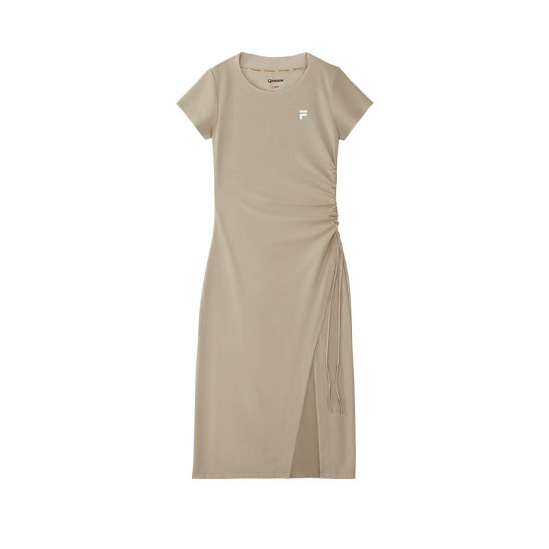 FILA FUSION Short Sleeved Dress Women's Gray Brown Khaki