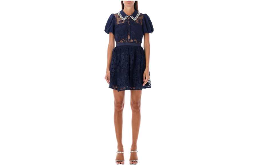 Self-portrait Self portrait Short Sleeved Dress Women's Blue