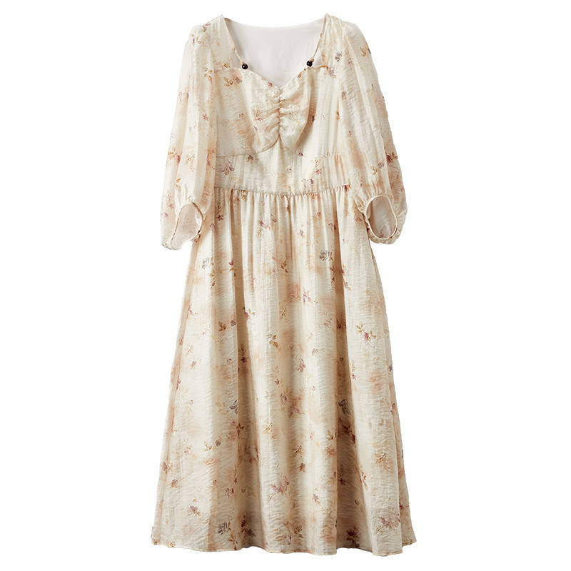 XIANGYING Long Sleeved Dress Women's Yellow
