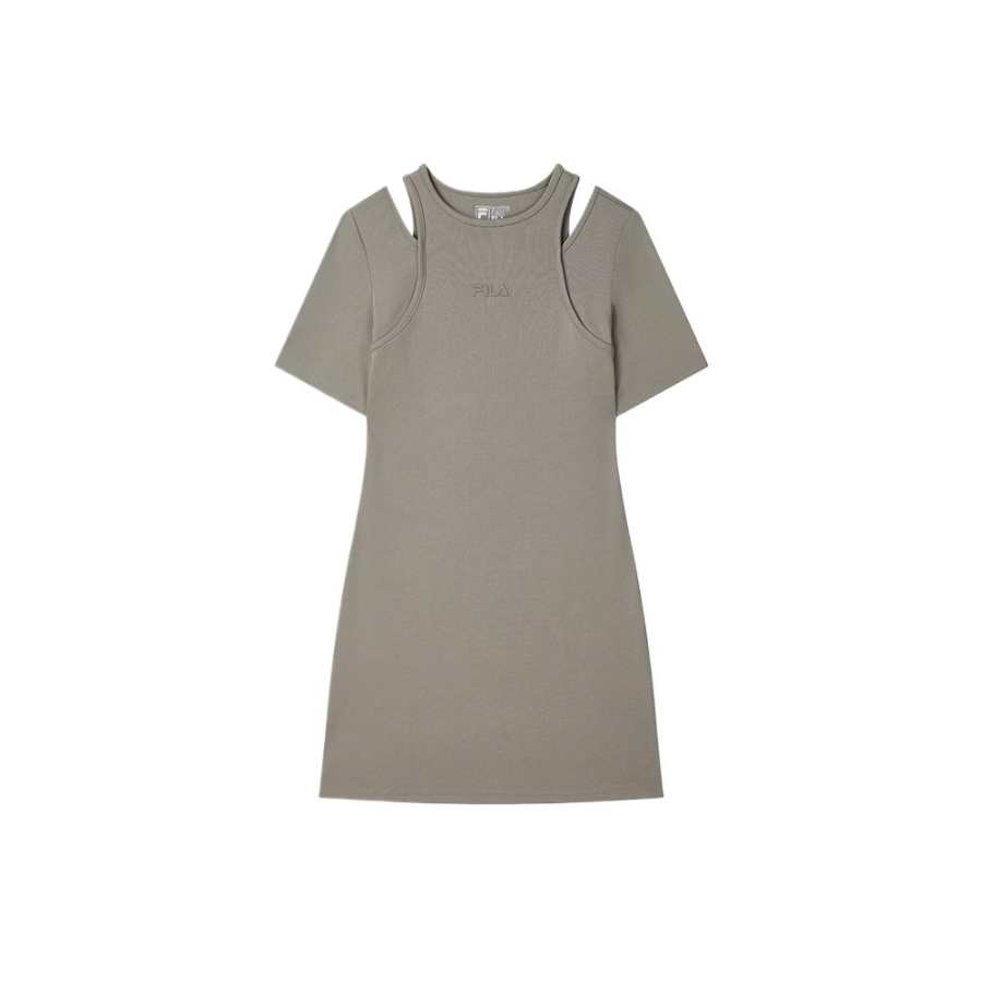 FILA ORIGINALE Short Sleeved Dress Women's Bean Brown