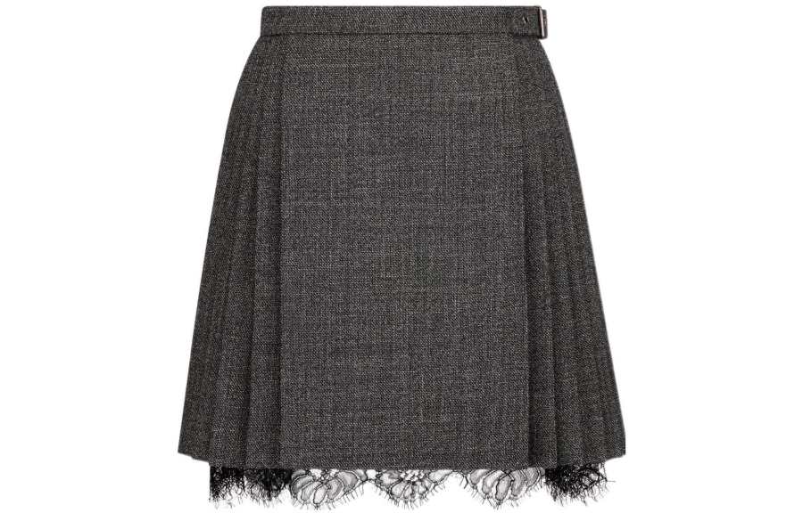 DIOR Christian DIOR Lace Detailed Pleated Mini Skirt