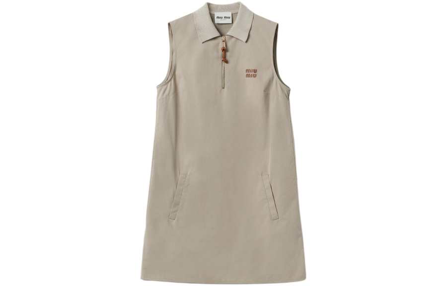 MIU MIU SS24 Sleeveless Dress Women's Mud Gray