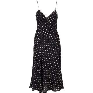 Alessandra Rich Polka Dot Printed V Neck Midi Dress