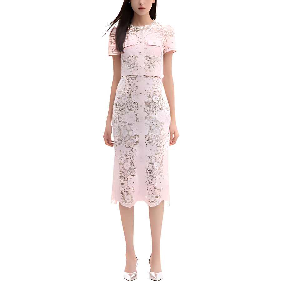 Self-portrait Self portrait Short Sleeved Dress Women's Pink