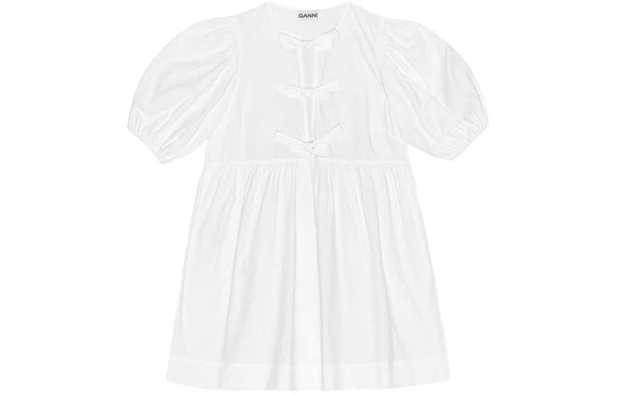 Ganni Cotton Poplin Tie String Mini Dress
