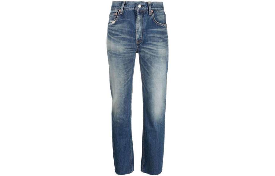 SAINT LAURENT Button Detailed Straight Leg Jeans