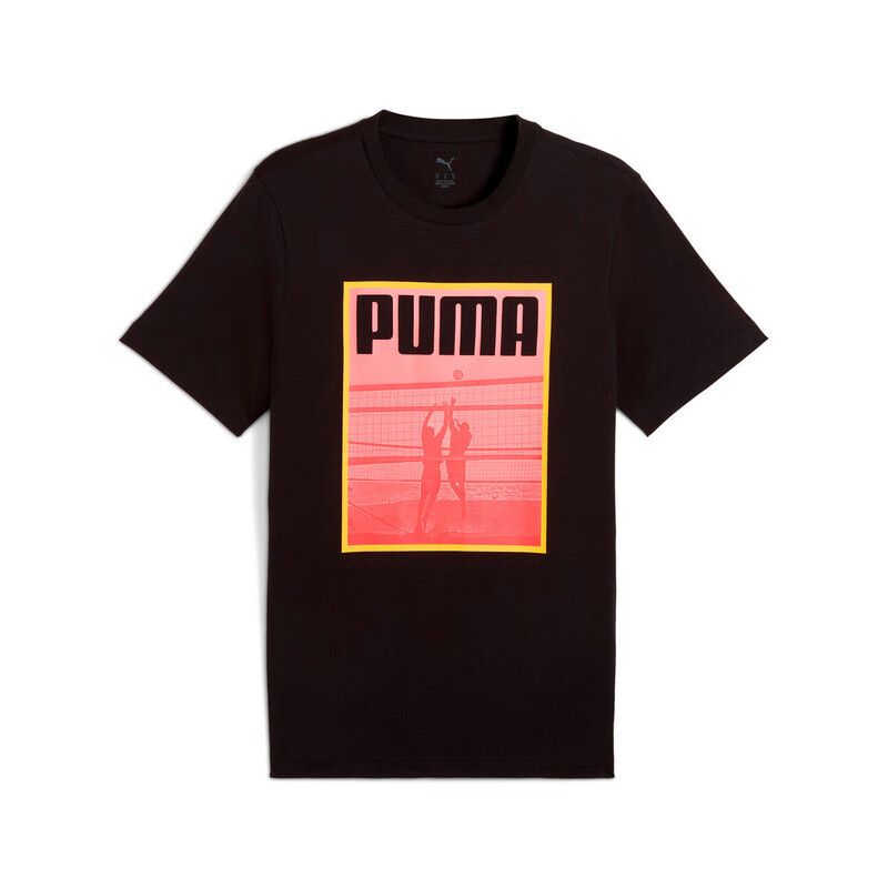 PUMA T Shirts Men's Black Crew Neck Moderate