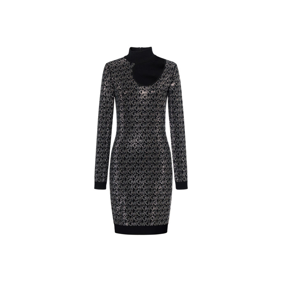MICHAEL KORS Crystal Logo Stretch Viscose Cutout Dress
