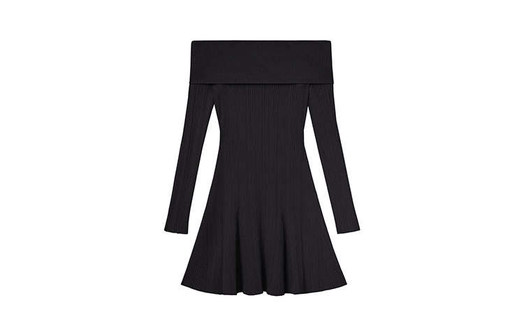 Self-portrait Self Portrait Long Sleeved Dresses Women's Black Boat Neck Moderate Short
