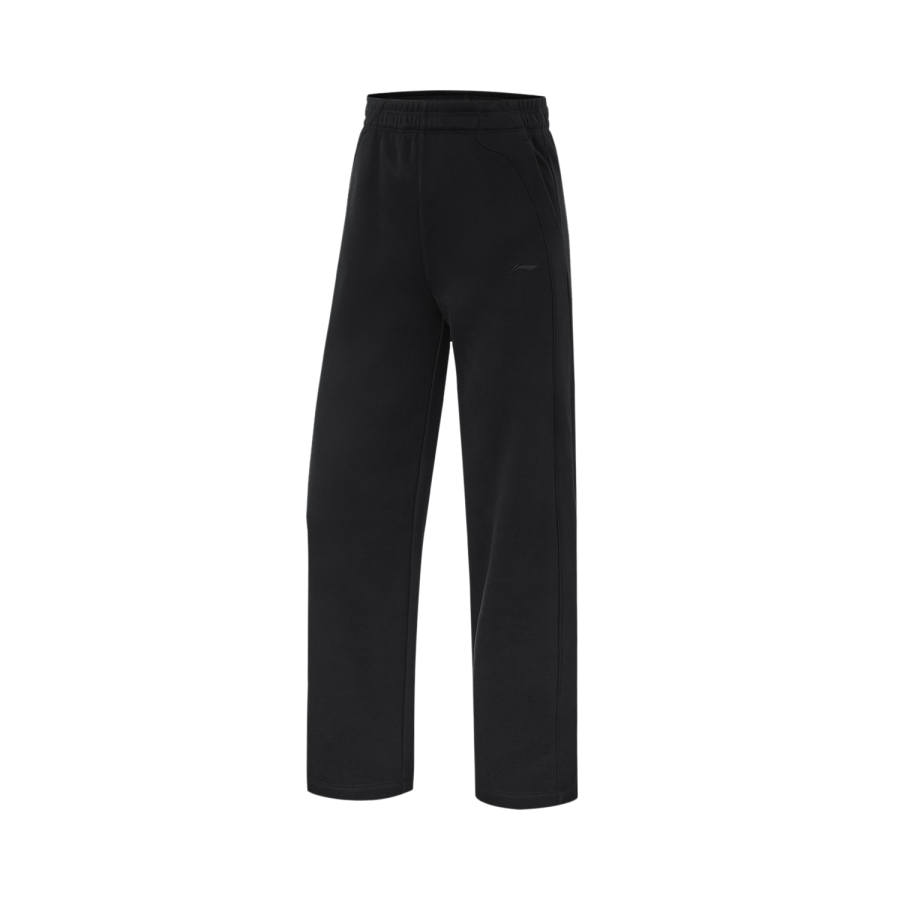 Li-Ning Li Ning Fitness Series Solid Color Mid Rise Comfortable Fleece Lined Breathable Straight Fit Knitted Sweatpants Women's