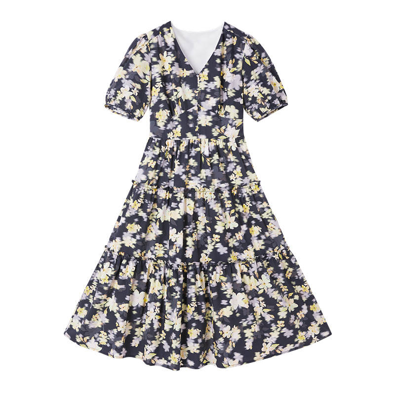 XIANGYING Short Sleeved Dress Women's Purple