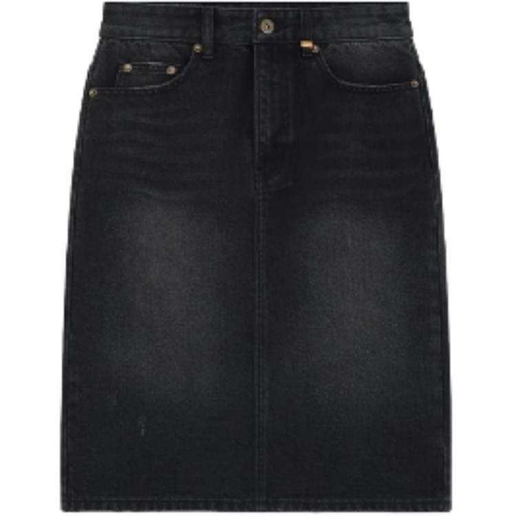 WE11DONE FW24 Denim Long Skirt Women's Black