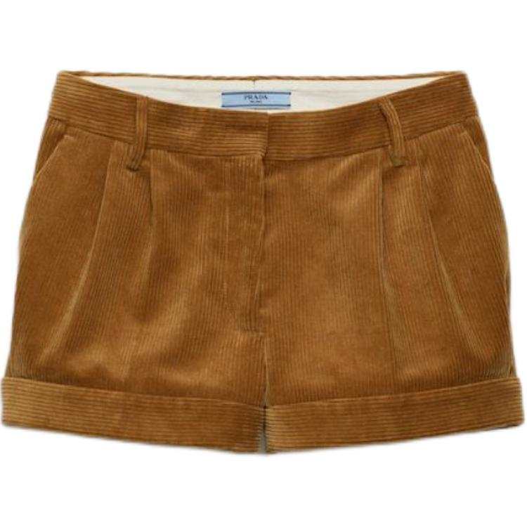 PRADA PRADA Pleated Corduroy Shorts