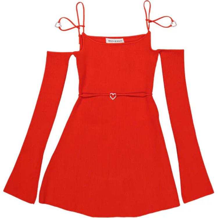 MACH & MACH Long Sleeved Dress Women's Red