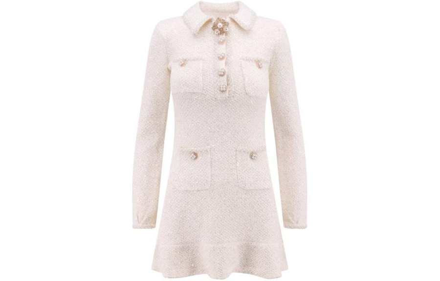 Self-portrait Self portrait Long Sleeved Dress Women's White