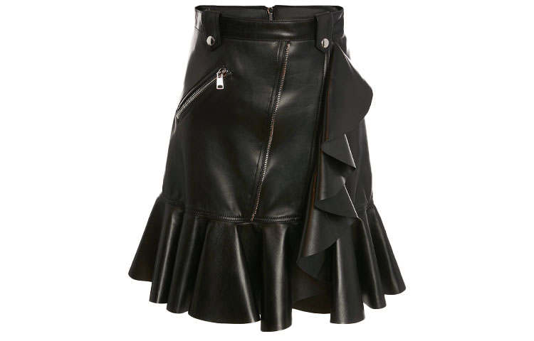 Alexander McQueen Leather Short Skirts Women's Black
