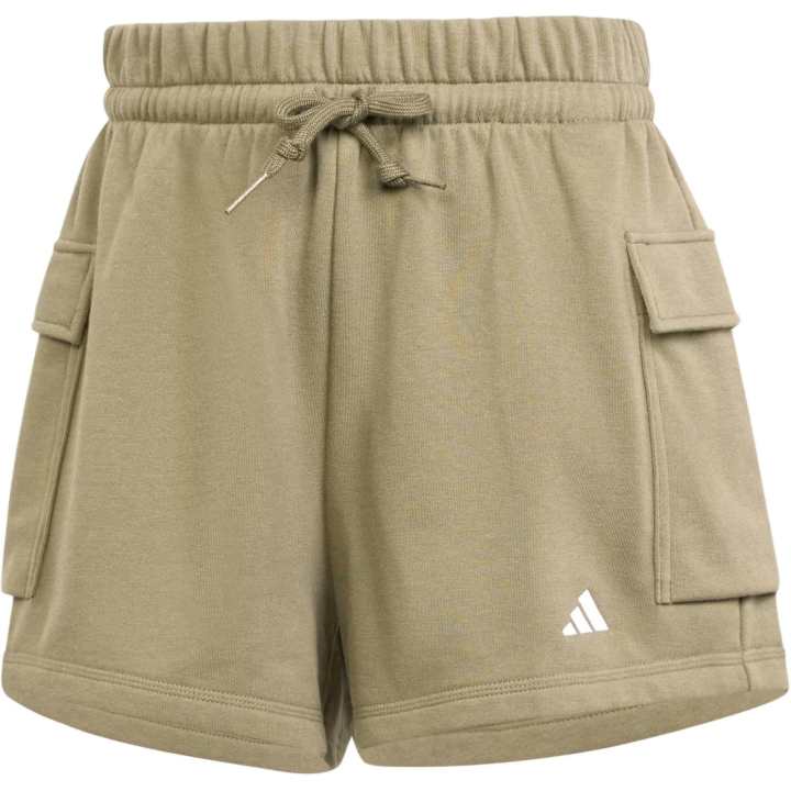 Adidas Adidas Women's Essentials Small Logo French Terry Cargo Shorts Olive Strata/White