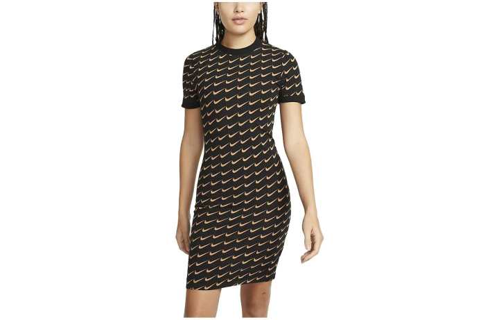 Nike Nike Short Sleeved Dresses Women's Black Crew Neck Moderate Short