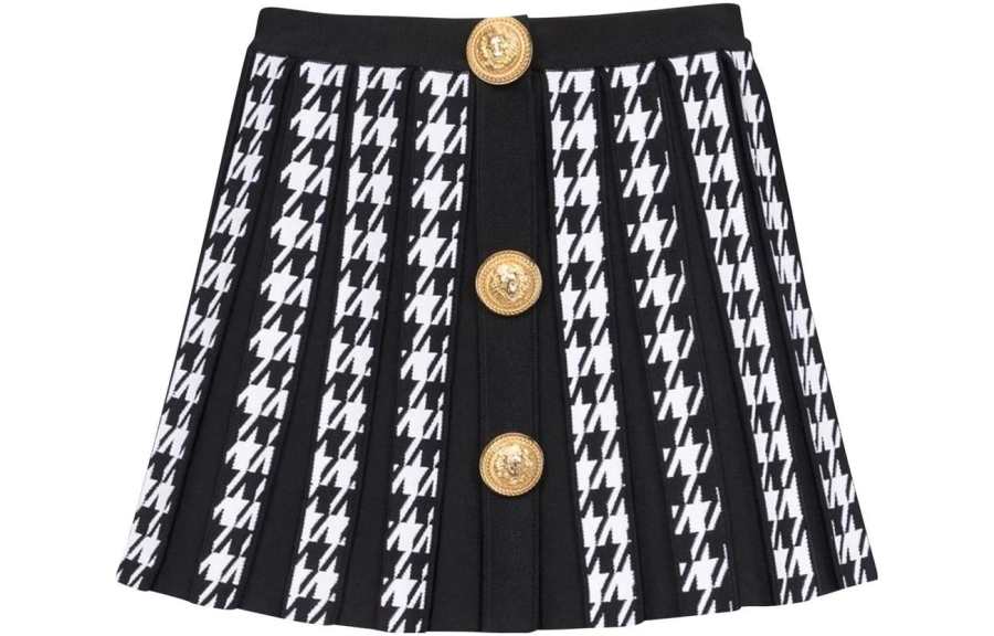 BALMAIN BALMAIN Houndstooth Pleated Knit Mini Skirt 'Noir/Blanc'