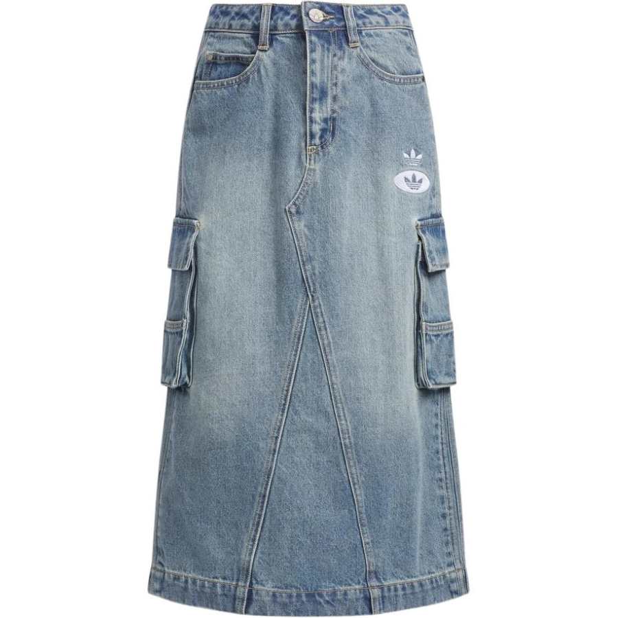 Adidas Originals Denim Long Skirt Women's Light Blue