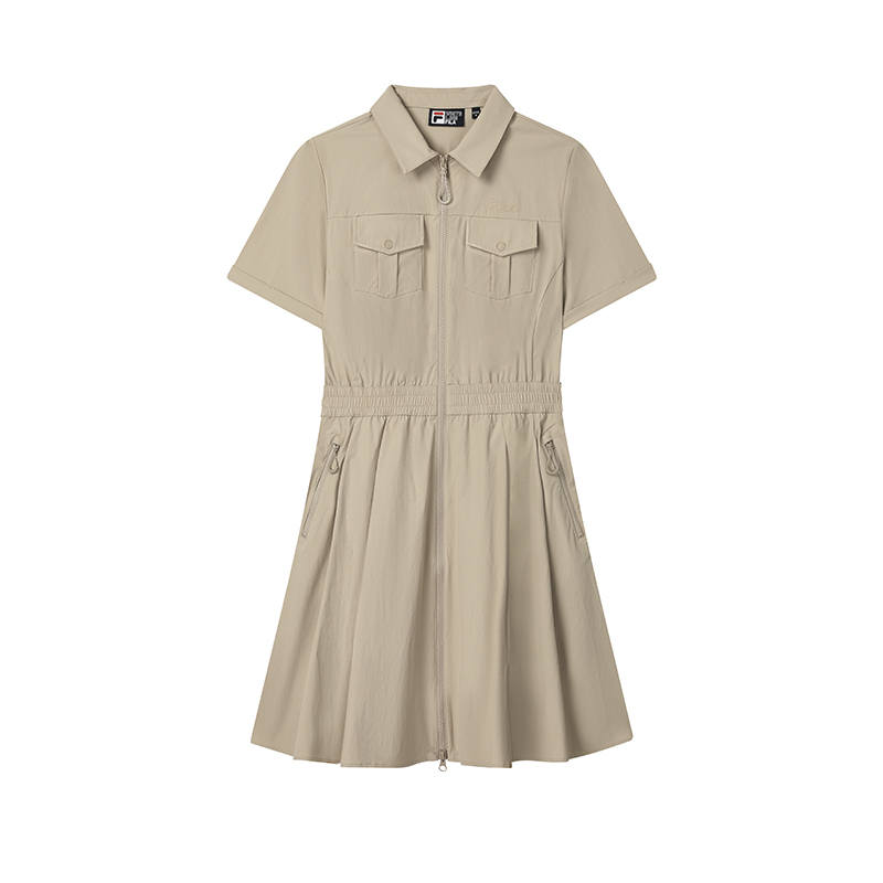 FILA ORIGINALE Short Sleeved Dress Women's Wild Grass Khaki