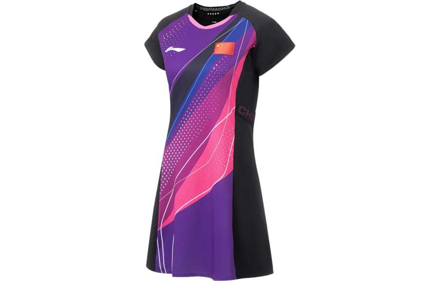 Li-Ning Li Ning Table Tennis Collection Short Sleeved Dress Women's Neon Lotus Pink/Black