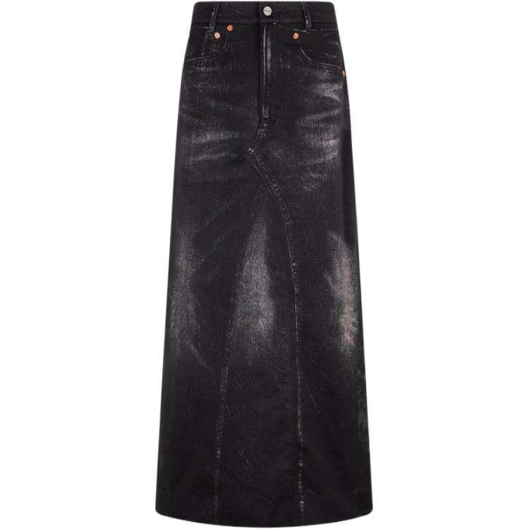 CALVIN KLEIN Denim Long Skirt Women's Black Gray