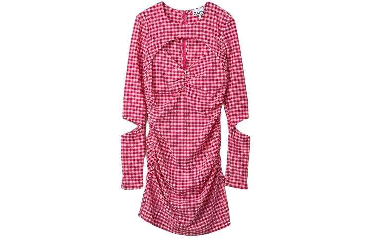 GANNI Long Sleeved Dress Women's Dark Pink