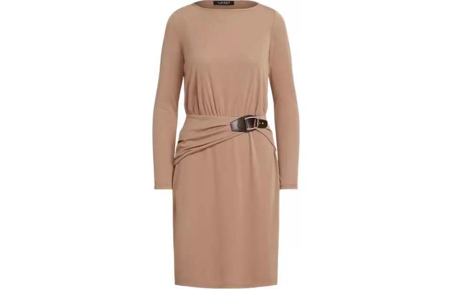 LAUREN RALPH LAUREN Long Sleeved Dress Women's Khaki