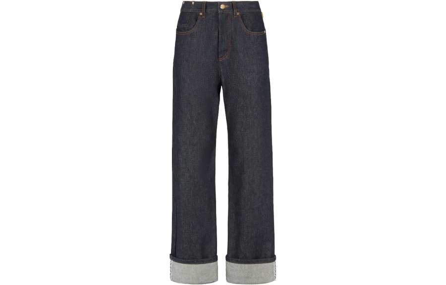 FENDI Jeans Women's Blue Moderate Straight Fit Pants