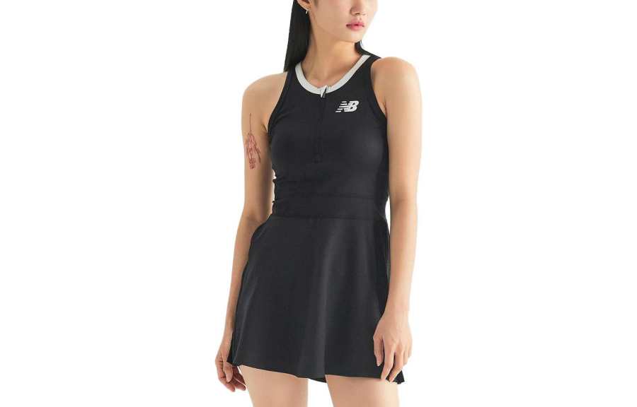 New Balance New Balance Casual Style Street Style Sleeveless Dresses Women's Black Crew Neck Moderate Short