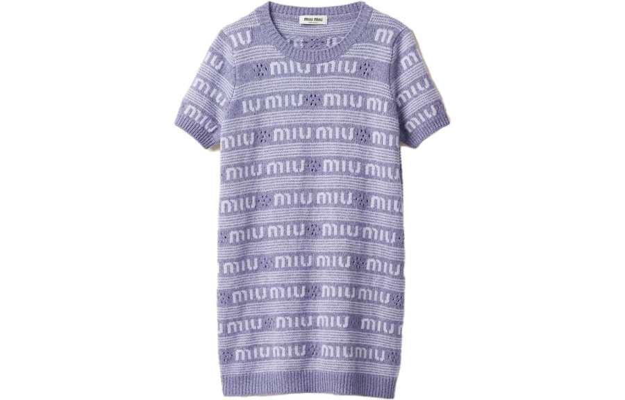 Miu Miu logo-intarsia mini dress