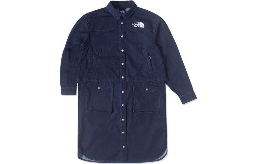 THE NORTH FACE Long Sleeved Dresses Women's Blue Lapel Moderate Mid Length