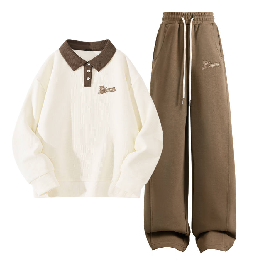 MINISO MINISO Sweatshirt Sets Women's Lapel Moderate Long
