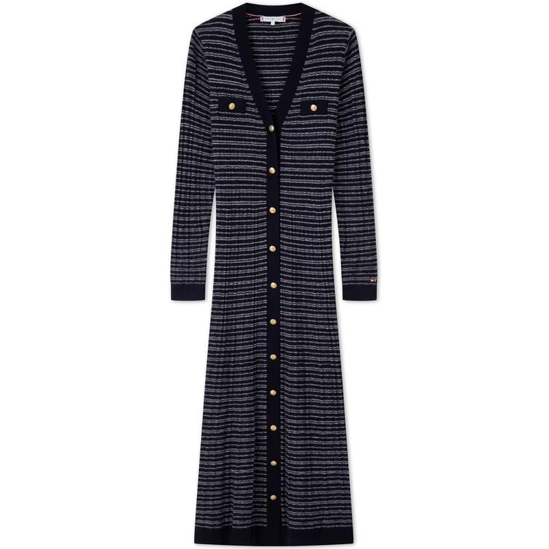 Tommy Hilfiger Long Sleeved Dress Women's Navy Blue White Stripes