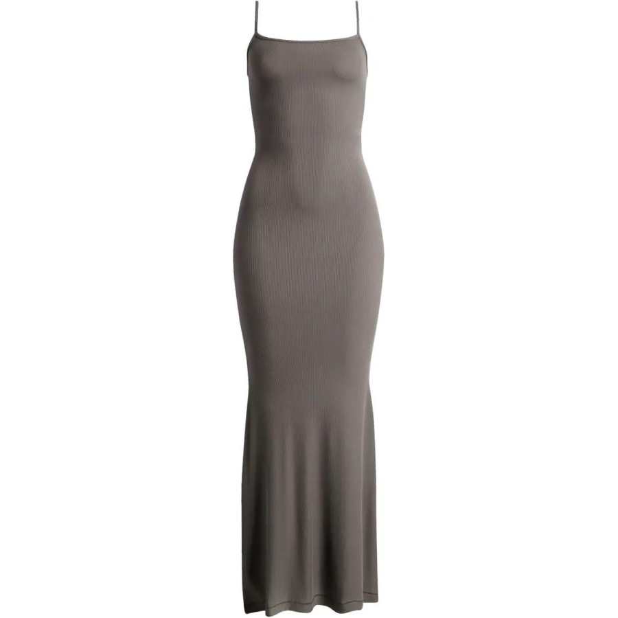 Skims Soft Lounge Long Slipdress Slip Dress Women's Gunmetal/Bronze