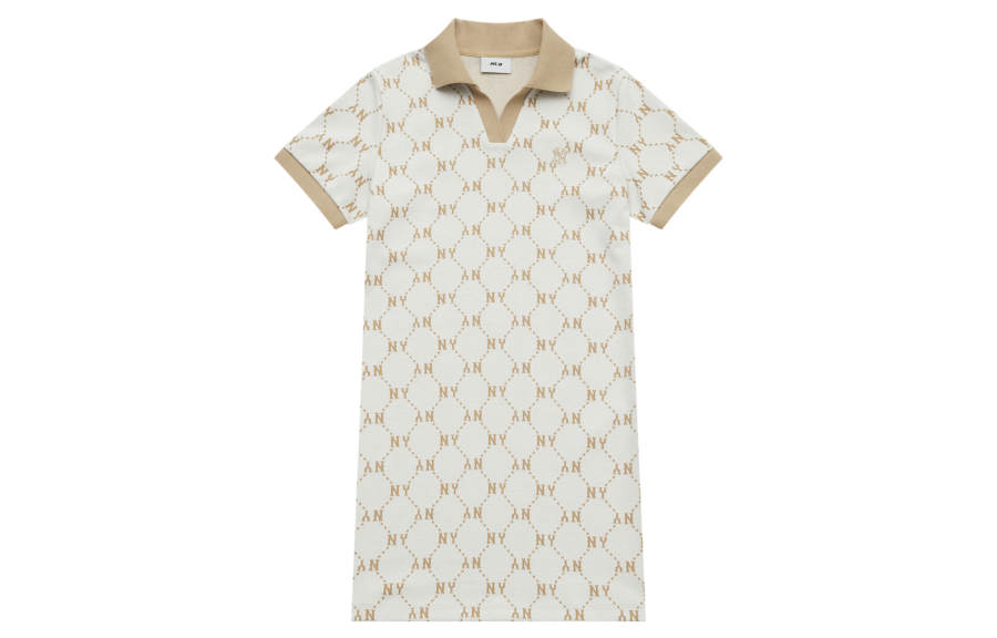 MLB MONOGRAM SS25 Short Sleeved Dress Women's Ivory White