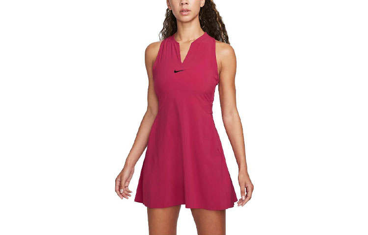 Nike Nike Sleeveless Dresses Women's Noble Red V Neck Moderate Short