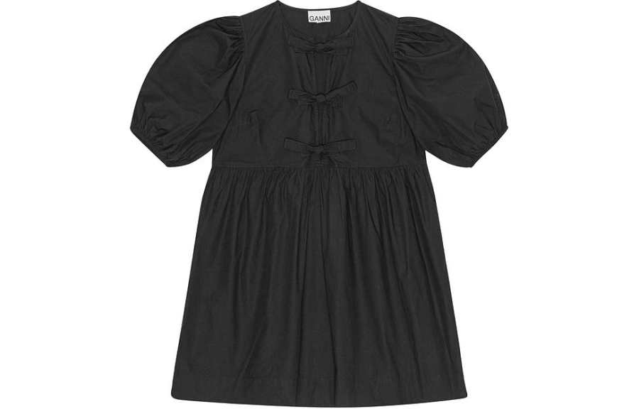 GANNI GANNI Poplin Tie String Mini Dress