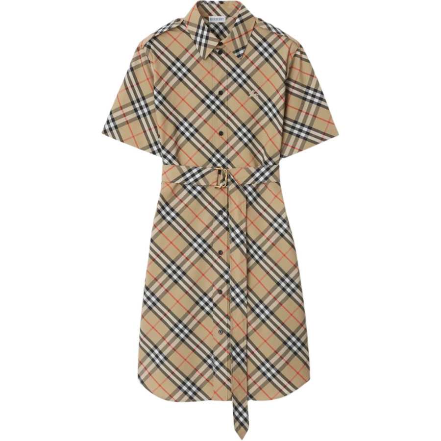 Burberry Trench SS25 Short Sleeved Dress Women's Khaki