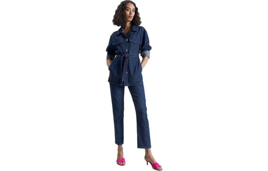 Tommy Hilfiger Jeans Women's Denim Blue Moderate Straight Fit Pants