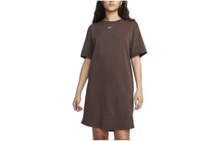 Nike Nike Short Sleeved Dresses Women's Brown Crew Neck Moderate Short