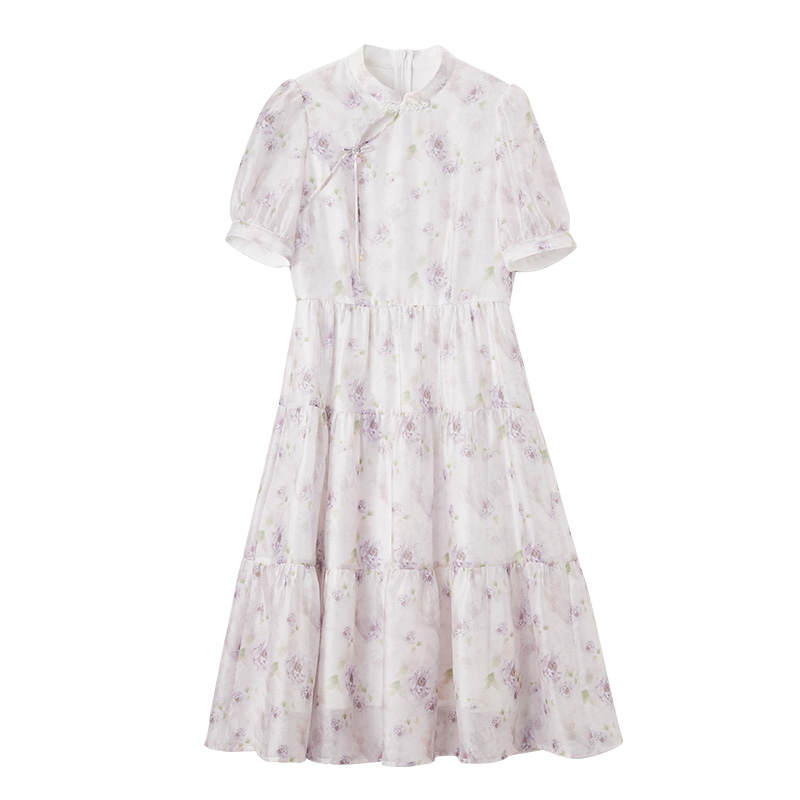 XIANGYING Short Sleeved Dress Women's Purple