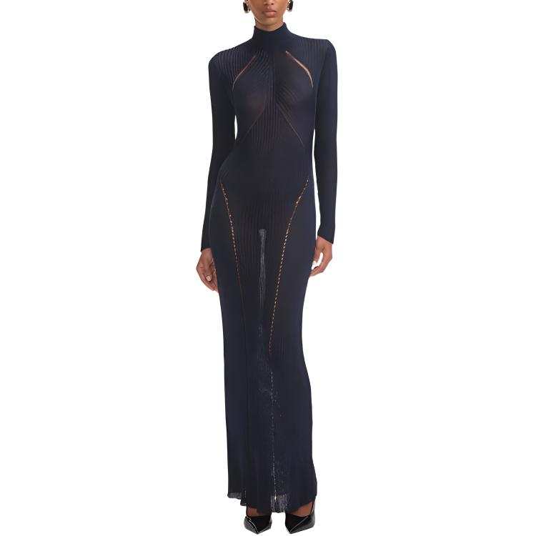 Self-portrait Self portrait Long Sleeved Dress Women's Navy Blue