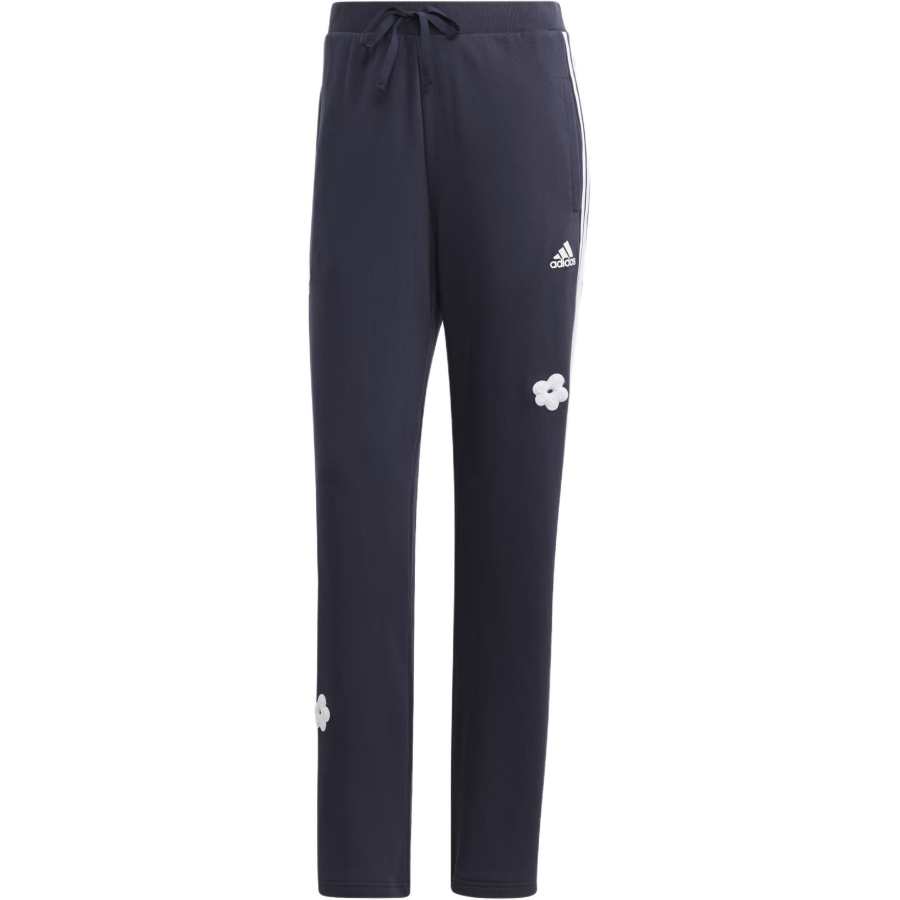 Adidas Adidas Sportswear 3 STRIPES HIGH RISE JOGGERS With CHENILLE FLOWER PATCHES Knitted Sweatpants Women's Dark Blue
