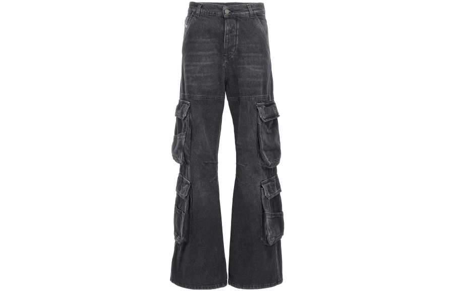 DIESEL DIESEL Logo Patch Wide Leg Cargo Jeans