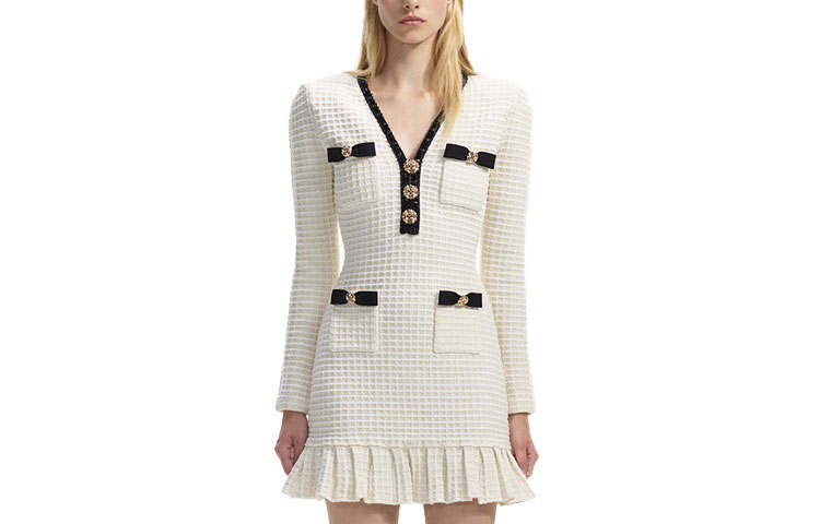 Self-portrait Self portrait Long Sleeved Dress Women's Ivory White