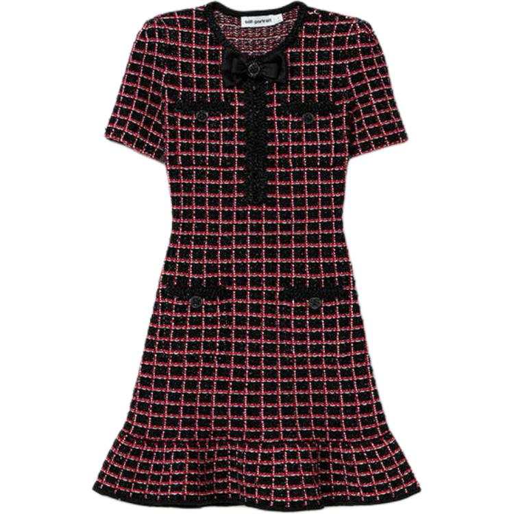 Self-portrait Self portrait Check knit Mini Dress