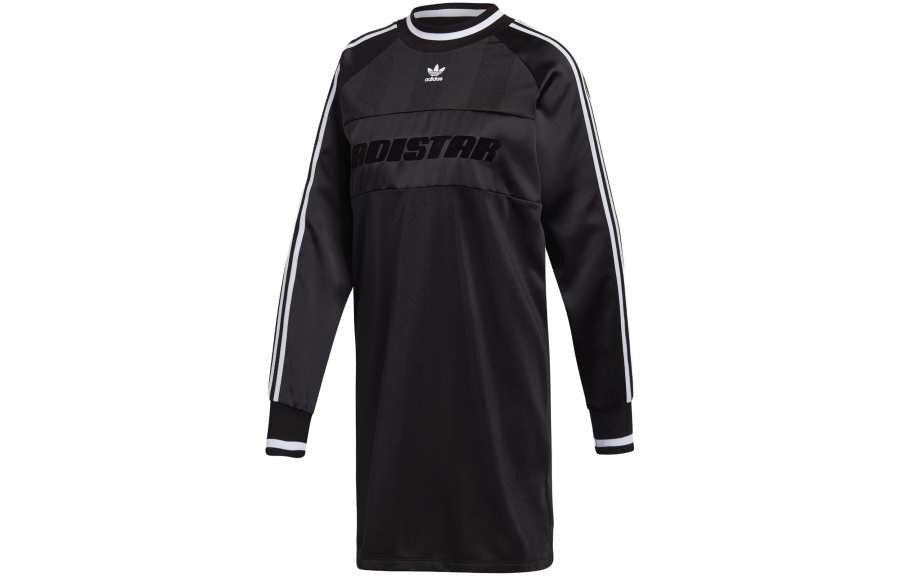 Adidas Originals Long Sleeved Dresses Women's Black Crew Neck Moderate Short